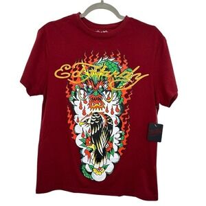 Ed by Ed Hardy Men's Red Dragon Eagle Full Graphic T Shirt Size S NWT‎
